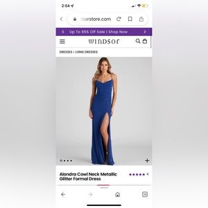 Windsor Blue Alondra Cowl Neck Prom Dress